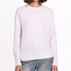 Minnie Rose Cotton Cashmere Long Sleeve Top - White